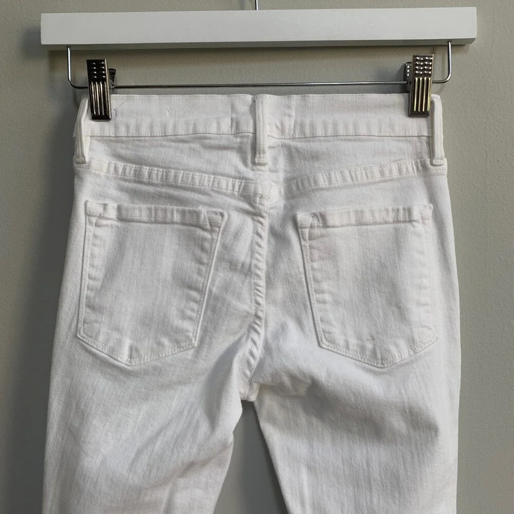 FRAME Denim Le Skinny de Jeanne Jeans Demin Women's 24 White Trashed Distressed
